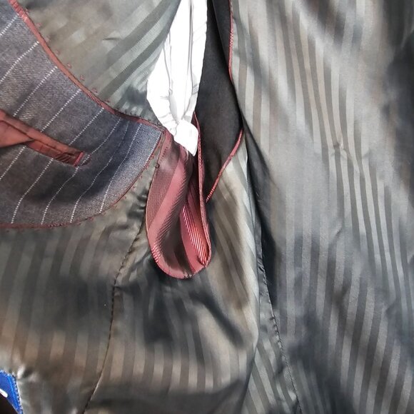 Giani Franco Mens 44R Suit Jacket Dk Gray Vertical Pin Striped Super Fine Yarn - Picture 11 of 16